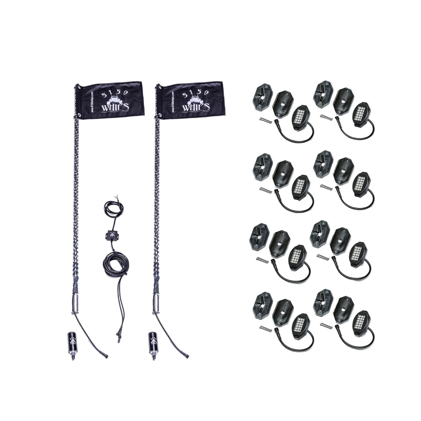 187 Whips and Rock Light Combo Kit 5150 Whips