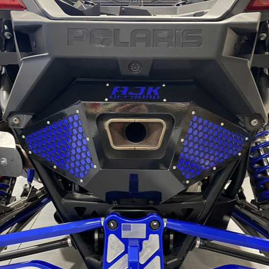 Polaris RZR Pro R Exhaust Cover by AJK Offroad, installed view