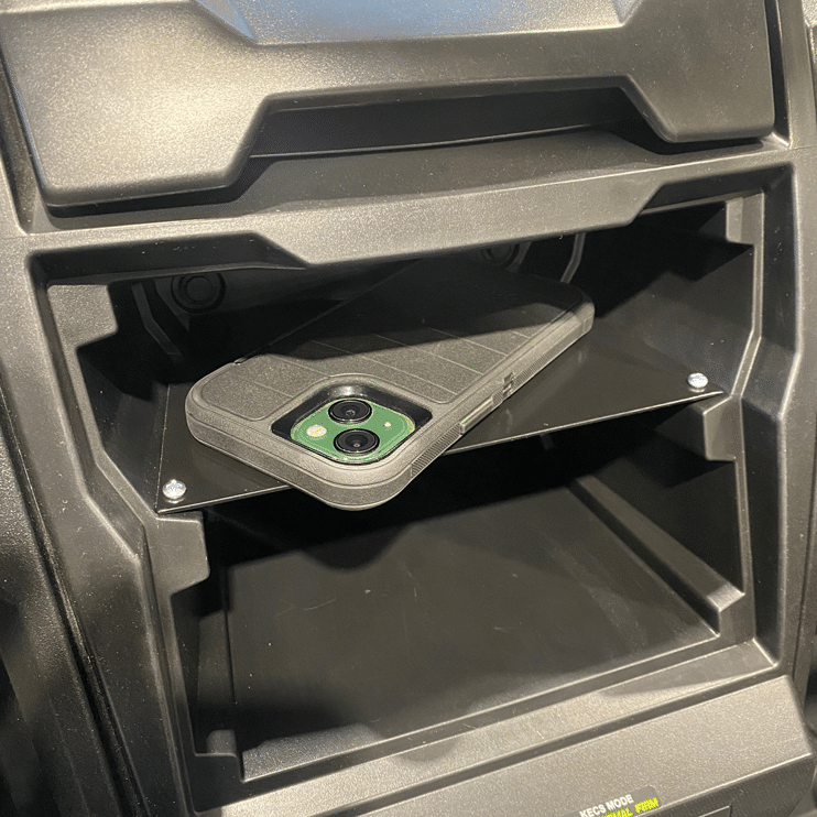 Kawasaki Teryx KRX Center Console Shelf by AJK Offroad, installed view