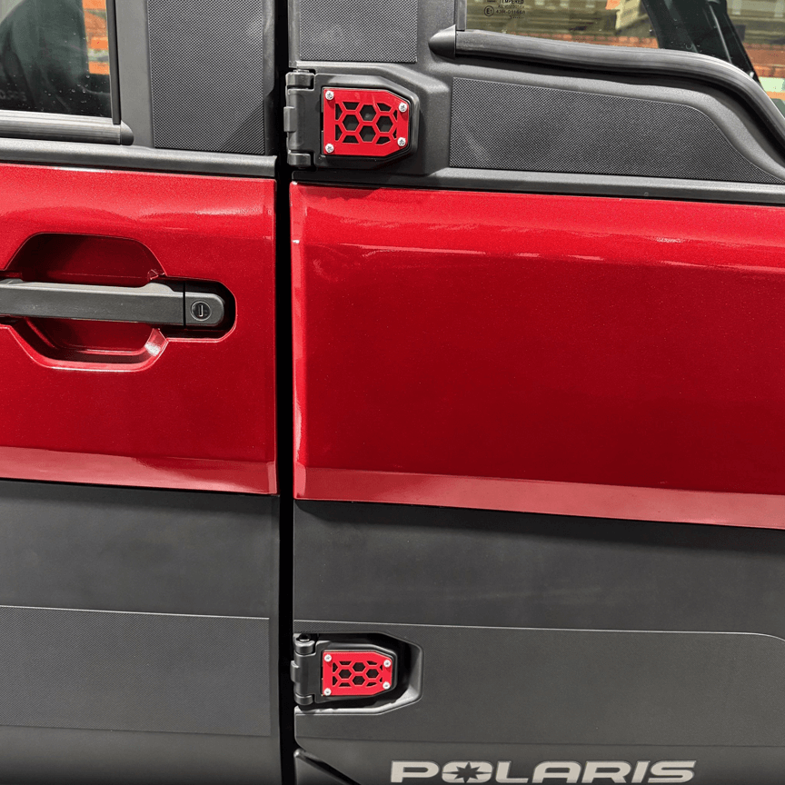 Polaris Ranger XD 1500 Door Hinge Accent Panels by AJK Offroad, angled view