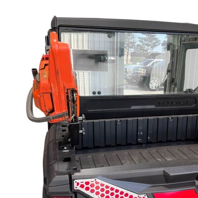 Kawasaki Ridge Chainsaw Mount by AJK Offroad, close-up detail