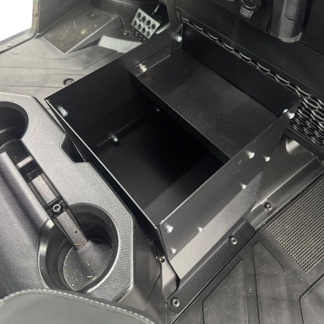 Polaris Ranger XD 1500 Under Seat Storage Bin by AJK Offroad, close-up detail
