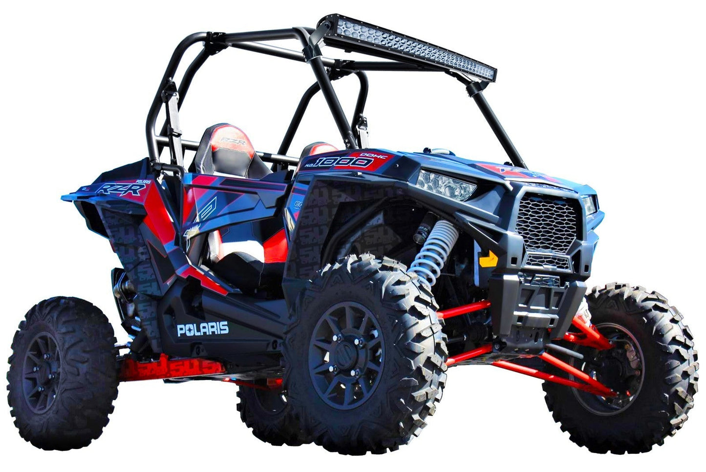 Polaris RZR 40 Inch Curved LED Light Bar Kit SxS - Installed View | 50 Caliber Racing