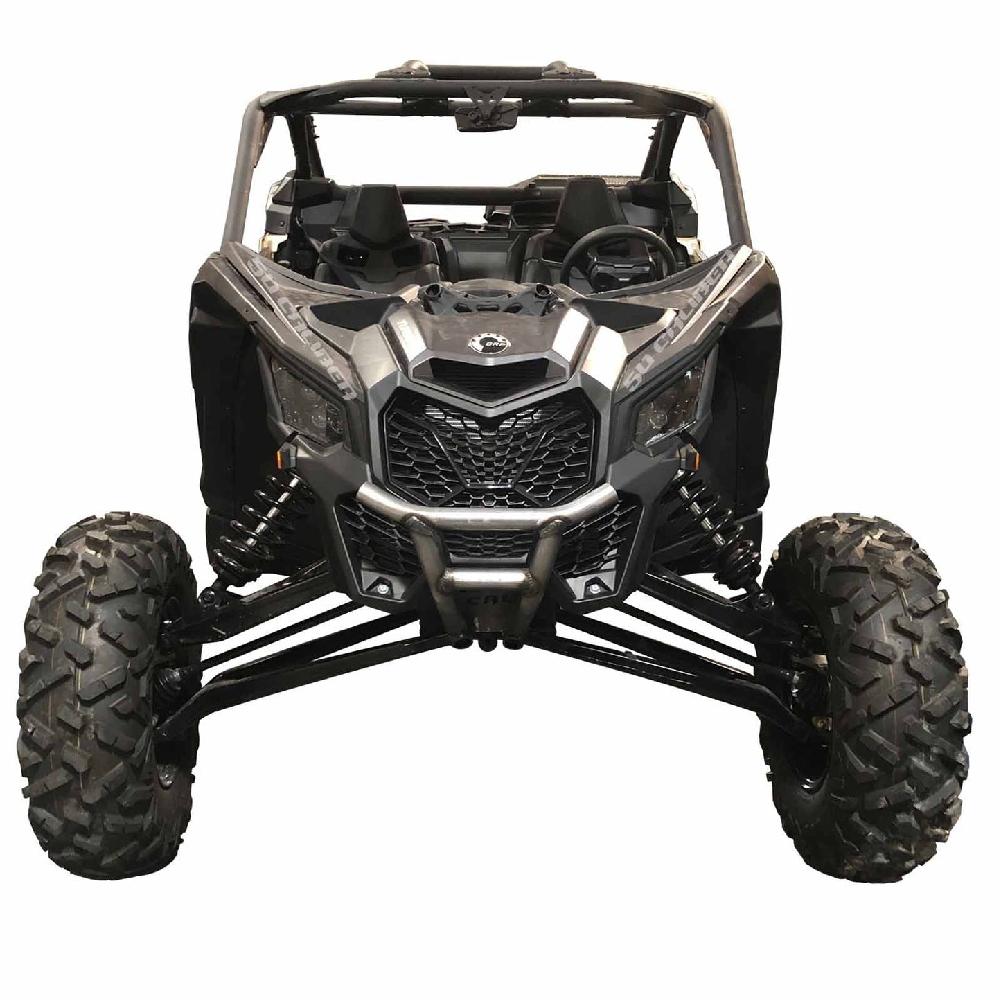 Can-Am Maverick X3 Heavy Duty Steel Front Bumper SxS Part - Installed View | 50 Caliber Racing