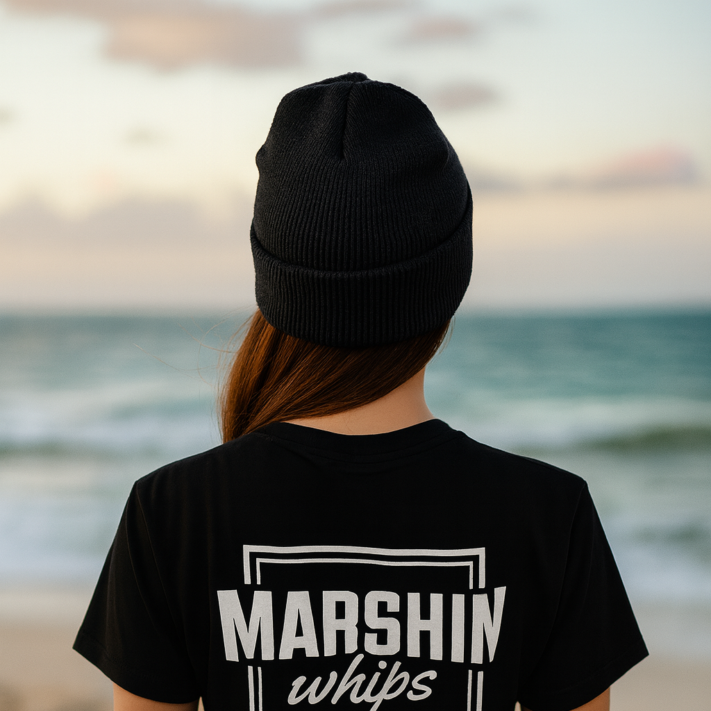 Black Beanie with White Embroidered Logo