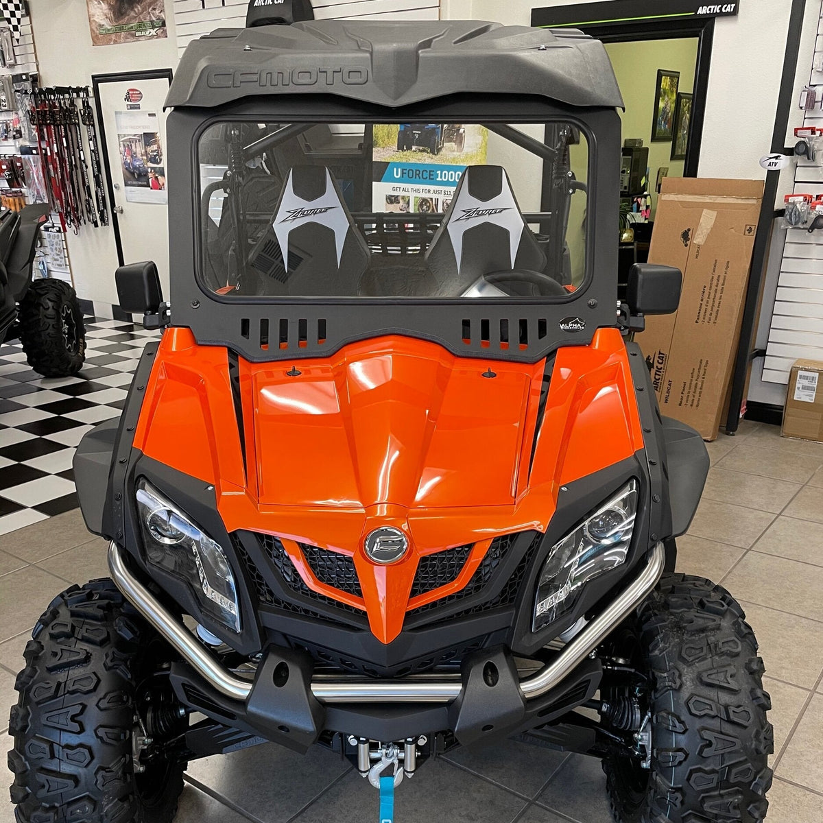 CFMOTO ZFORCE 800 Front Glass Windshield by Alpha Windshields, product view