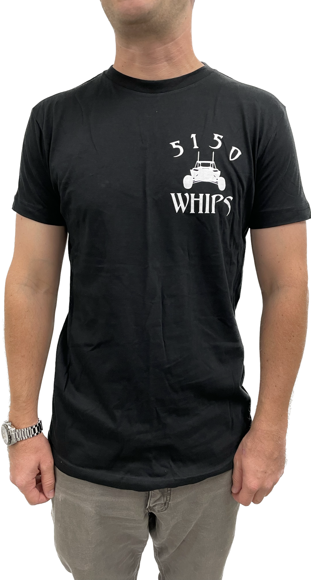 Front Black & White 5150 Whips Logo T-Shirt 5150 Whips