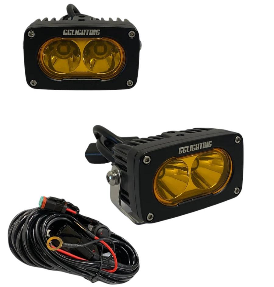 GP10 Offroad LED Light Pod Bundle Amber with Wiring Harness GGLighting