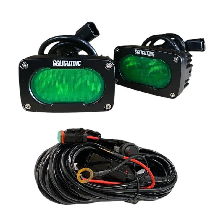 GP10 Offroad LED Light Pod Bundle Green with Wiring Harness GGLighting