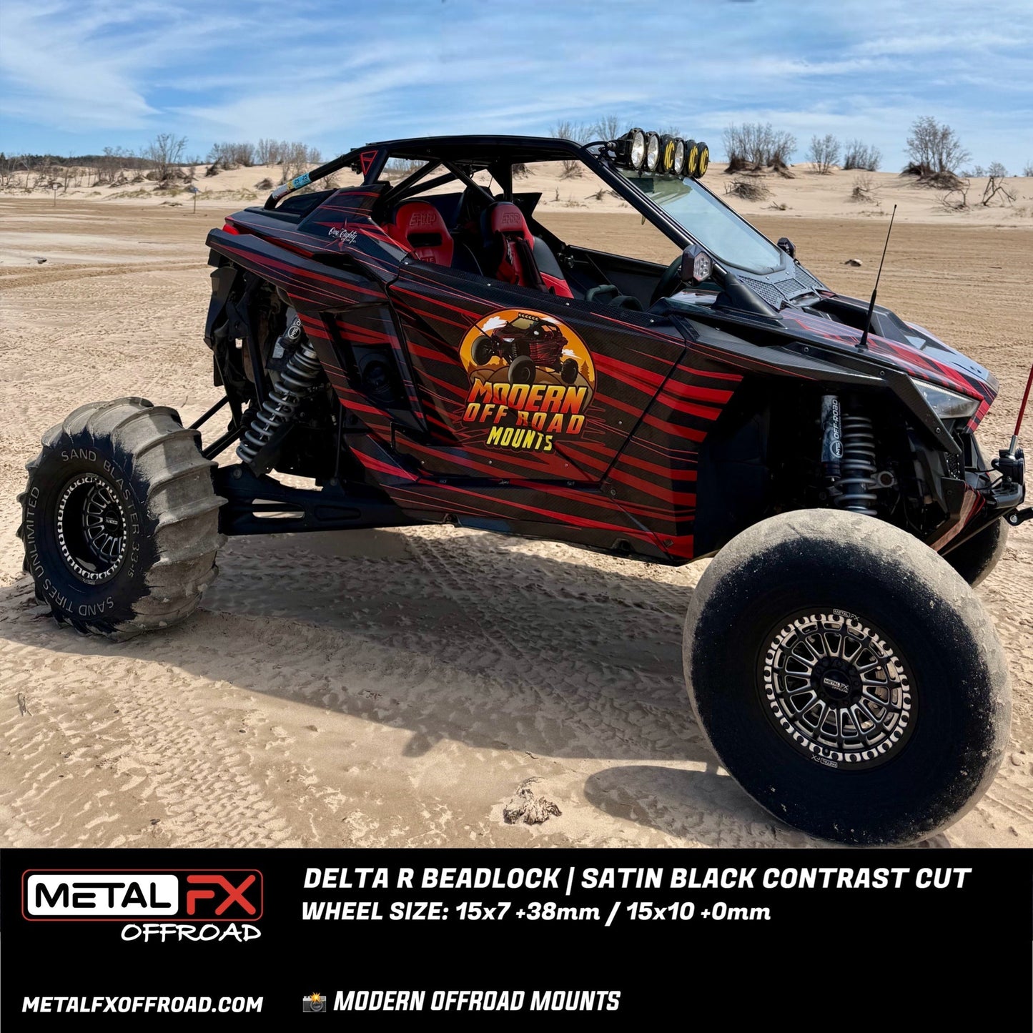 Delta R UTV Beadlock Wheel (Satin Black Contrast Cut)