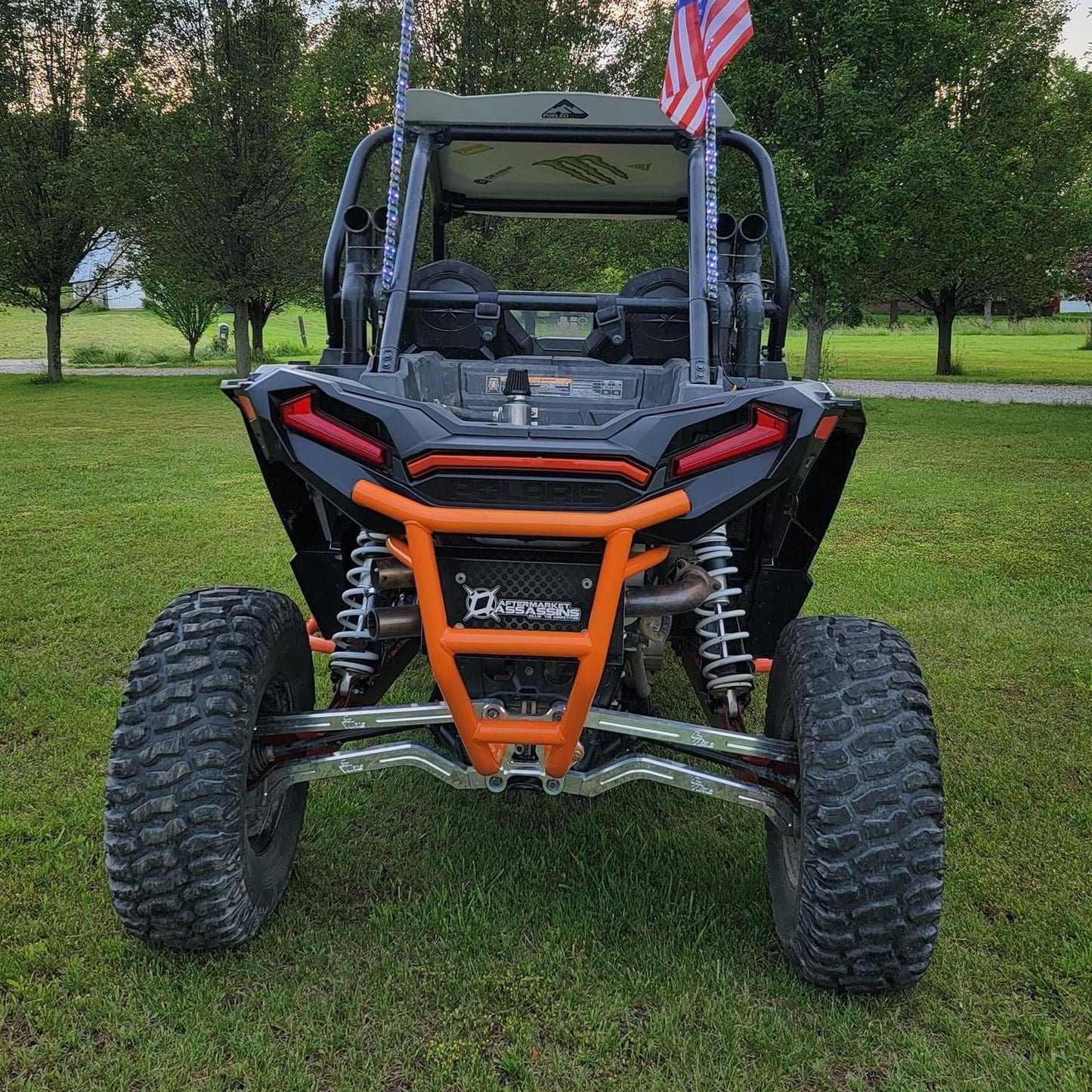 Polaris RZR Turbo S Race Style Rear Bumper SxS - Installed View | L&W Fab