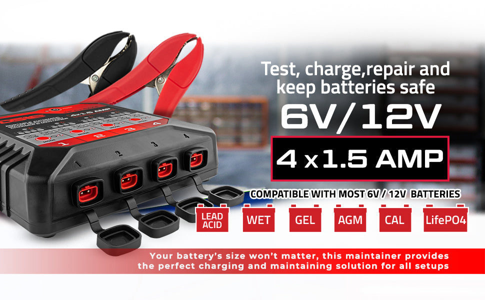 4 X 1.5 AMP Automatic Smart Battery Charger and Maintainer SxS Part - Installed View | DS18