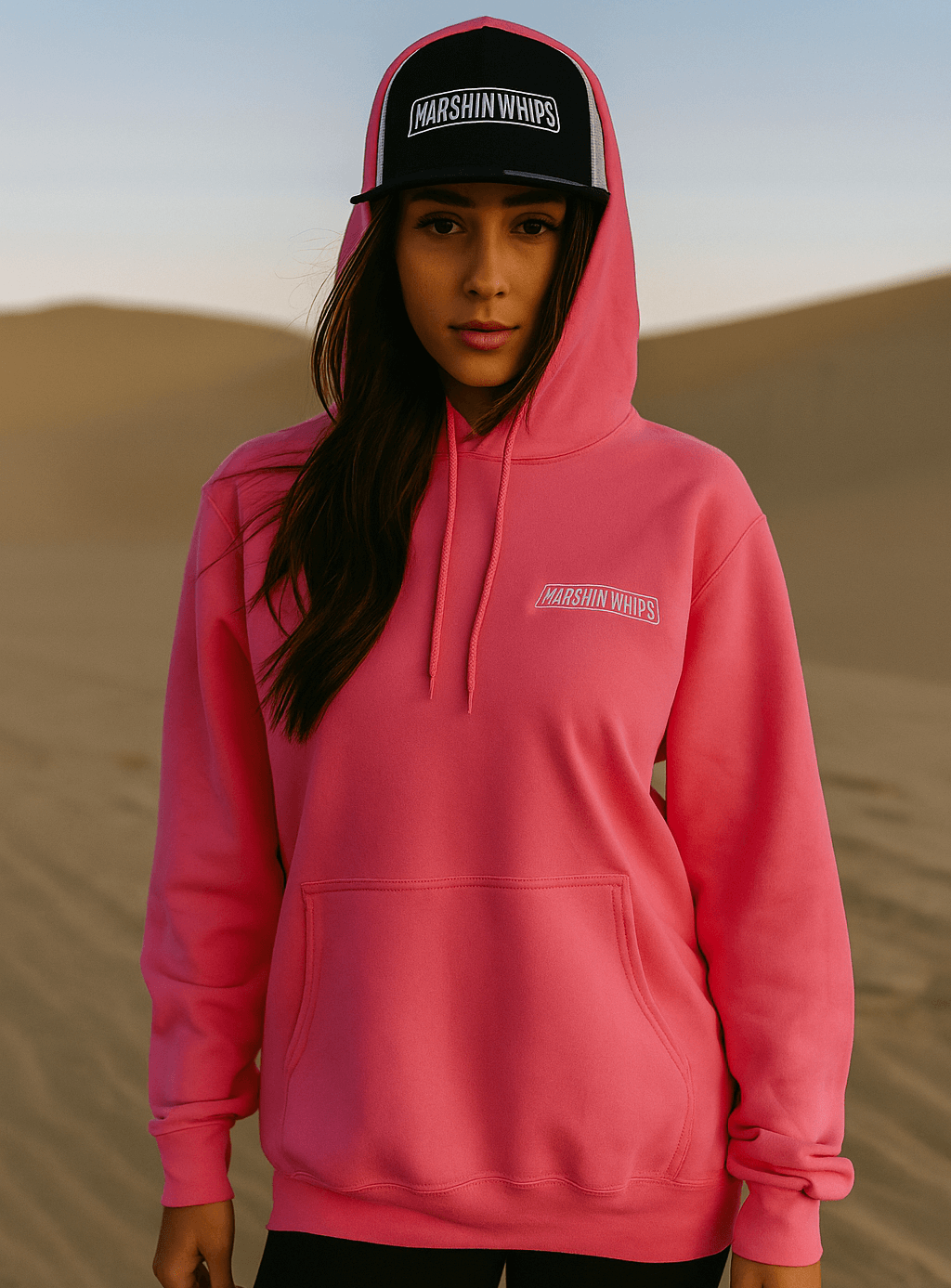 Pink Hoodie with White Embroidered Logo