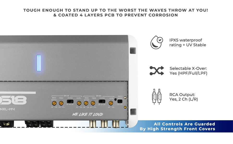 NXL-M4 Full-Range Class D 4-Channel Amplifier UTV Lighting - Studio View | DS18