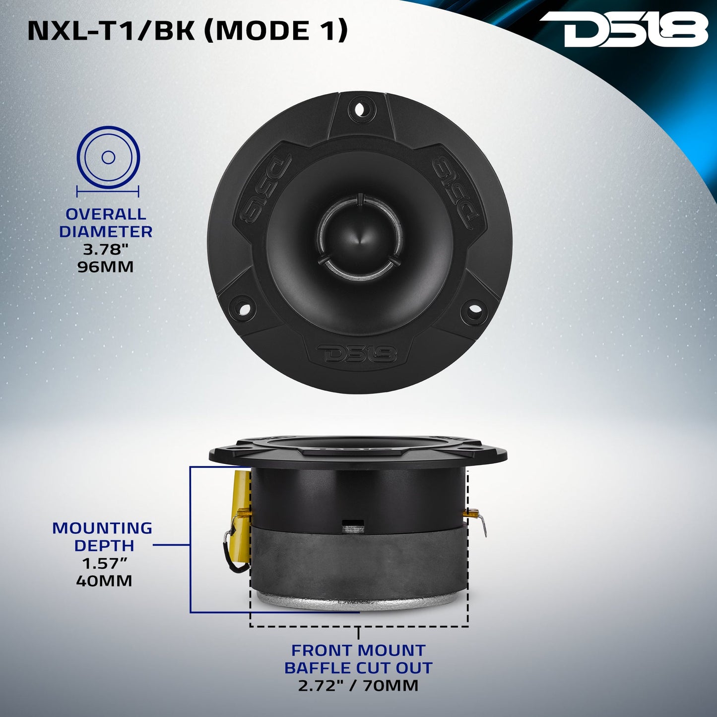 NXL 3.8” Super Bullet Tweeter with 1” Aluminum Voice Coil (Black)