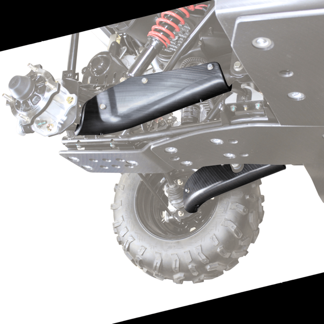 Polaris RZR 200 UHMW Trailing Arm Guards Side by Side - Angle View | Factory UTV
