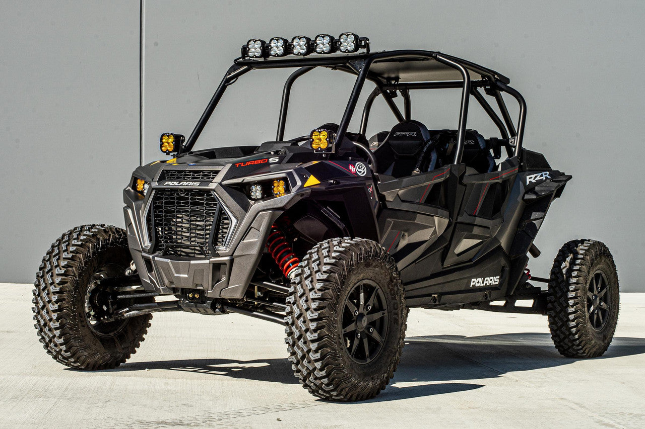Polaris RZR Turbo S XL Linkable Light Bar Roof Mount Kit Side by Side - Angle View | Baja Designs