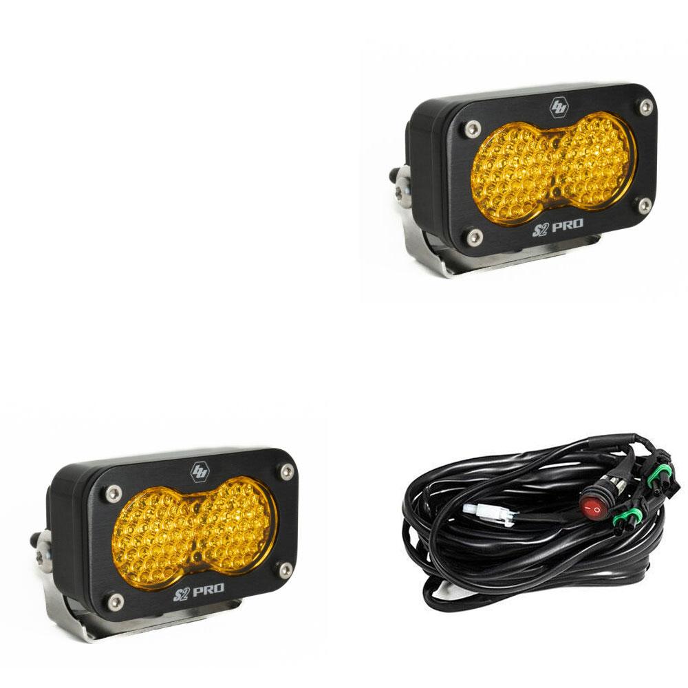 S2 Pro Black LED Light Pods Pair UTV Lighting - Studio View | Baja Designs