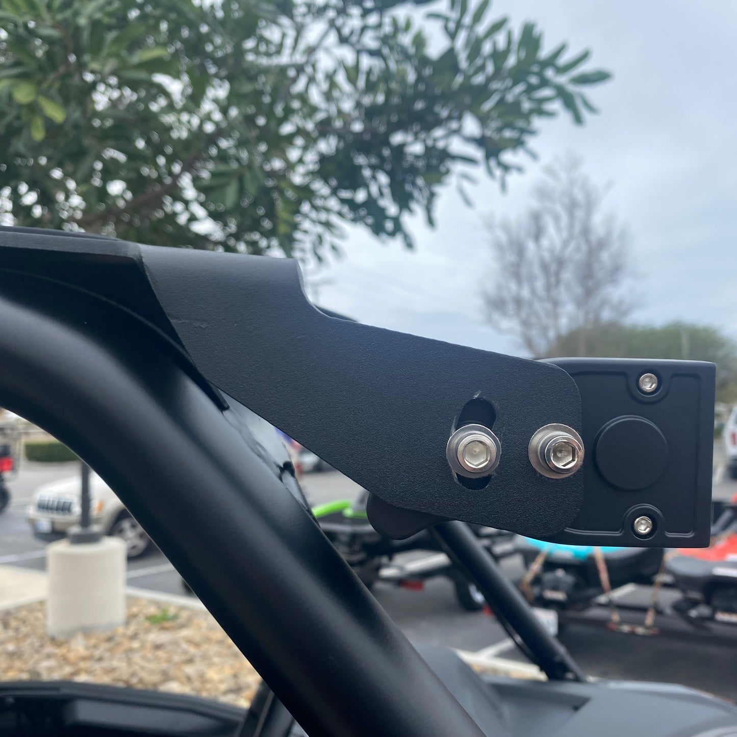 Polaris RZR 38 Inch Race Light Bar Mounting Brackets Side by Side - Angle View | All Terrain Concepts