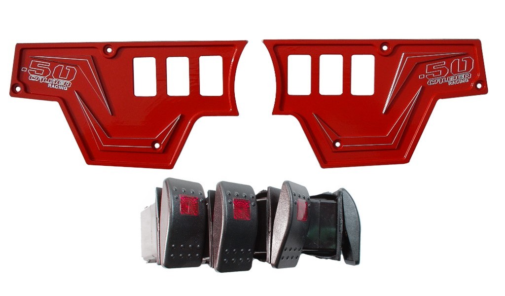 Polaris RZR XP 1000 2-Piece 6 Switch Dash Panel Kit (Red) by 50 Caliber Racing, front view