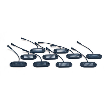10 Pod 187 Style Rock Lights 2.0 with Control Harness 5150 Whips