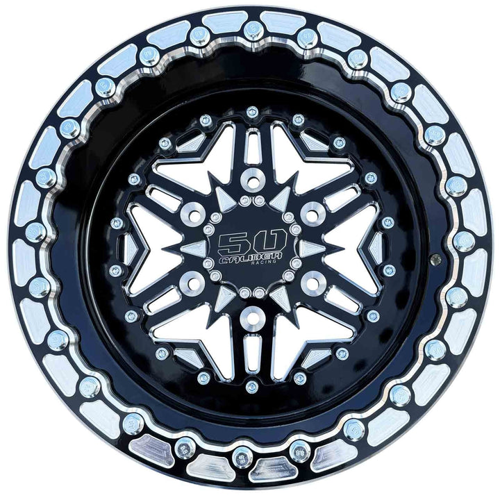 Can-Am Maverick R 504 Billet Aluminum Beadlock Wheel by 50 Caliber Racing, front view