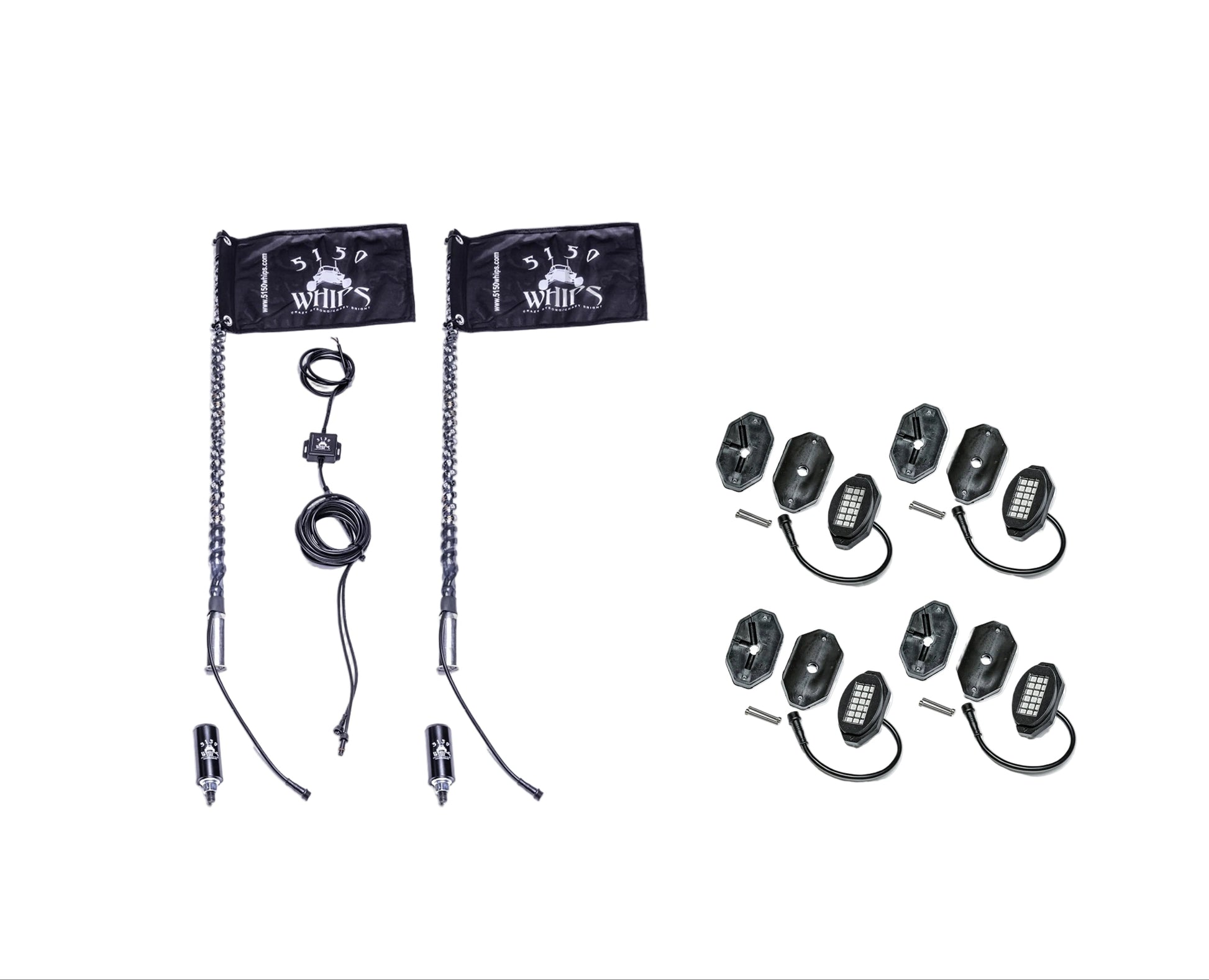 187 Whips and Rock Light Combo Kit 5150 Whips