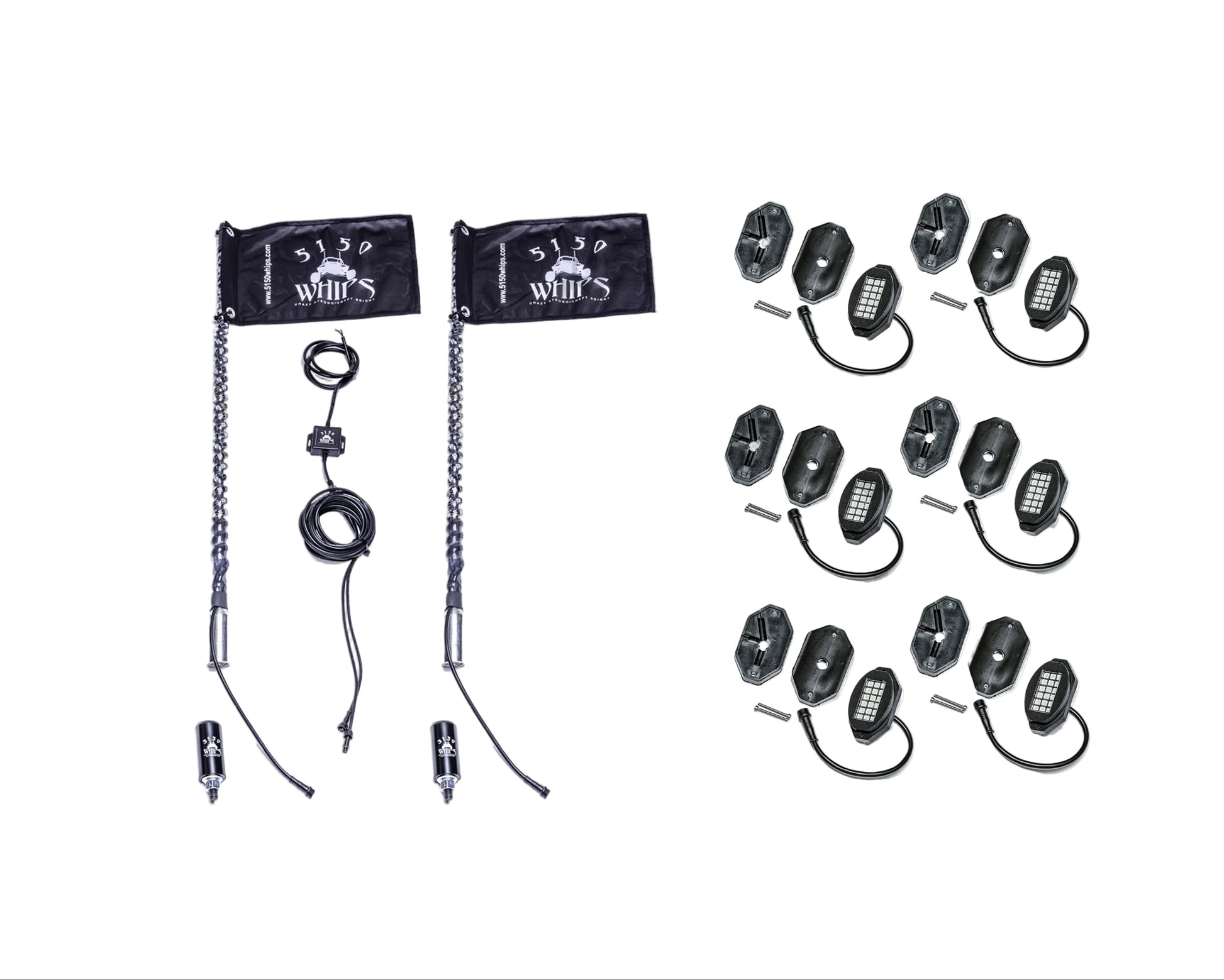 187 Whips and Rock Light Combo Kit 5150 Whips
