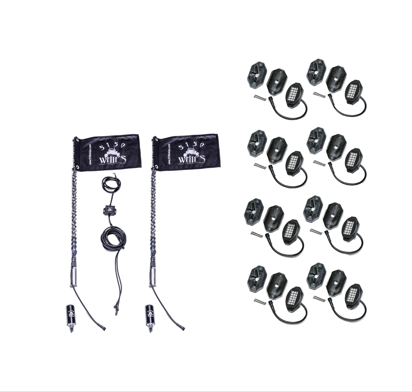 187 Whips and Rock Light Combo Kit 5150 Whips