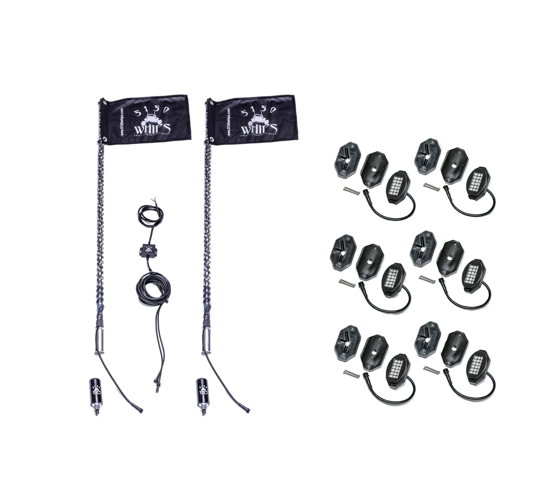 187 Whips and Rock Light Combo Kit 5150 Whips