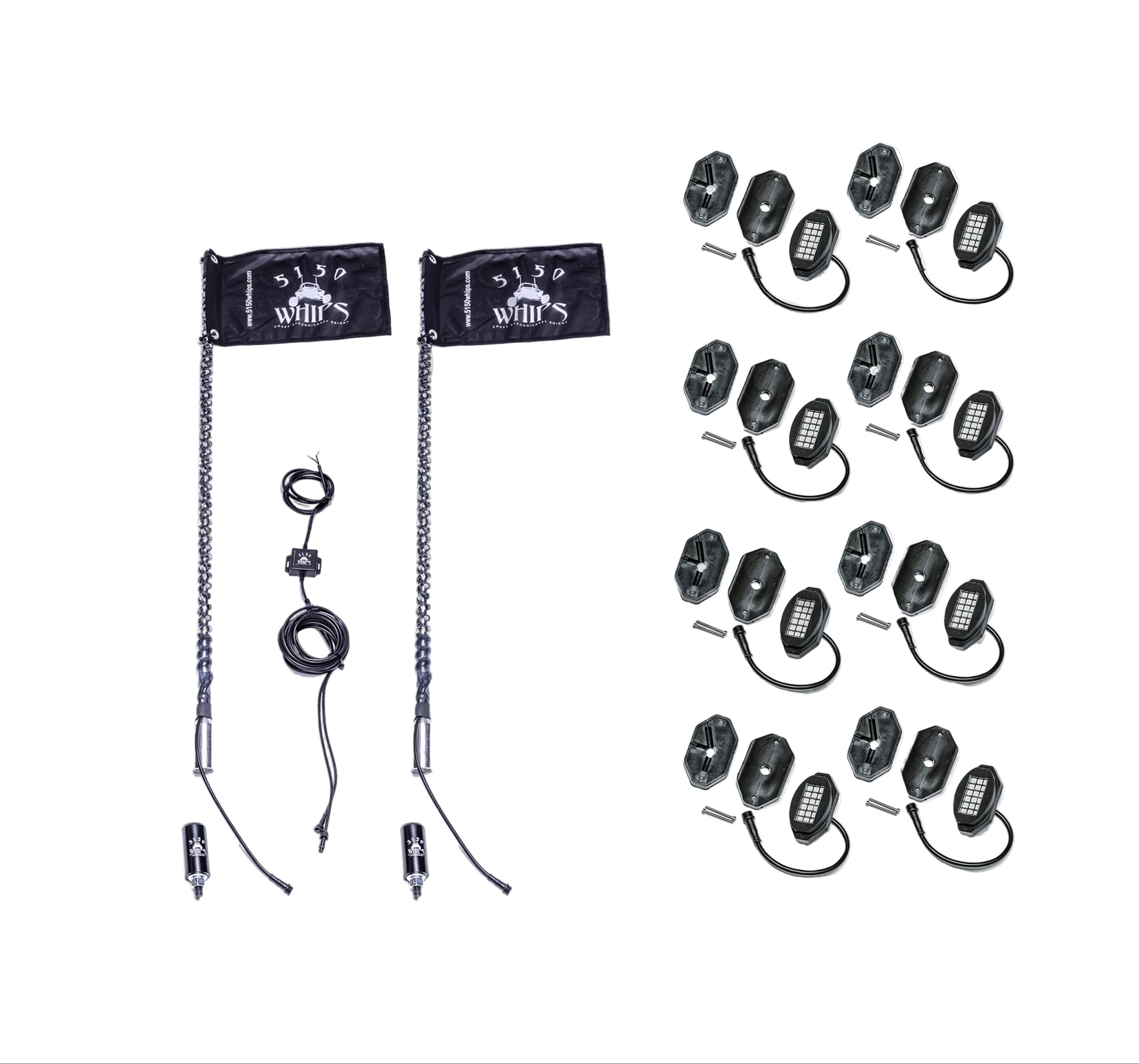 187 Whips and Rock Light Combo Kit 5150 Whips