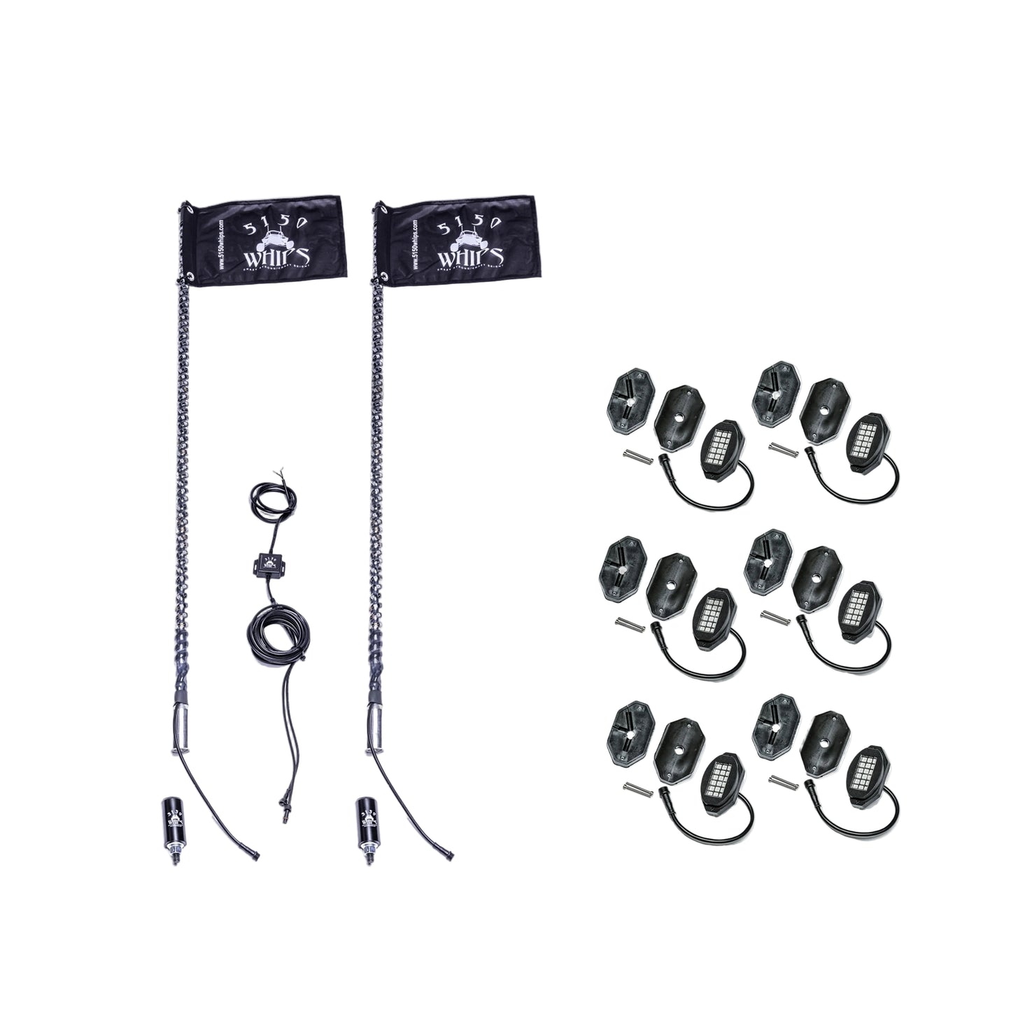 187 Whips and Rock Light Combo Kit 5150 Whips