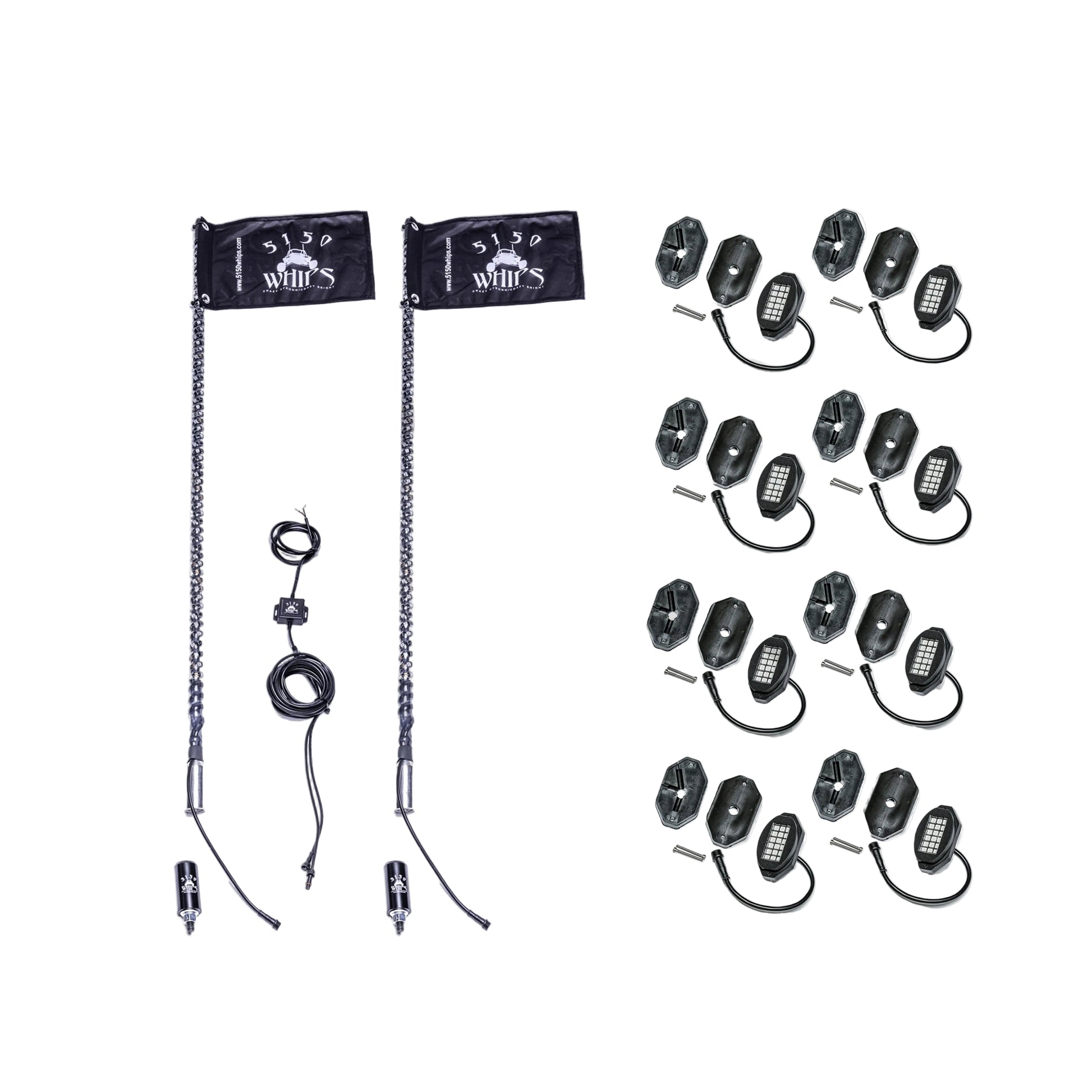 187 Whips and Rock Light Combo Kit 5150 Whips