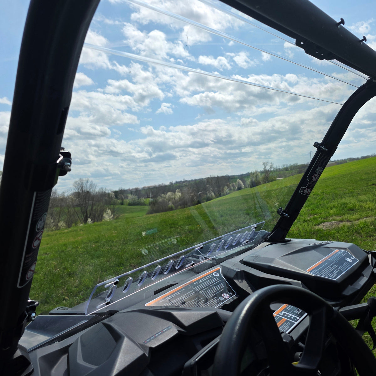 Can-Am Maverick Sport Polycarbonate Front Windshield by 3 Star UTV, front view 4