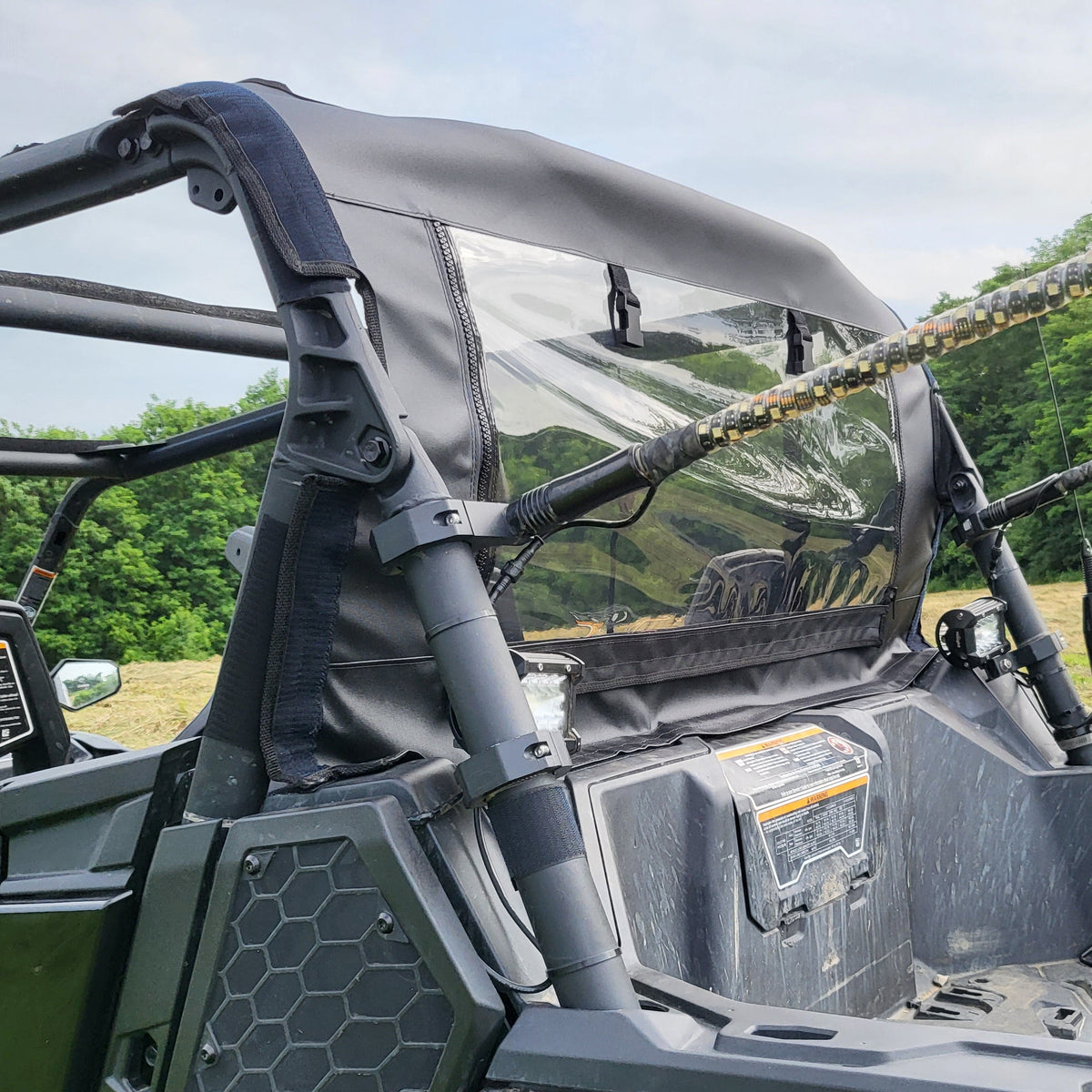 Can-Am Maverick Sport Canvas Rear Windshield by 3 Star UTV, rear view 2