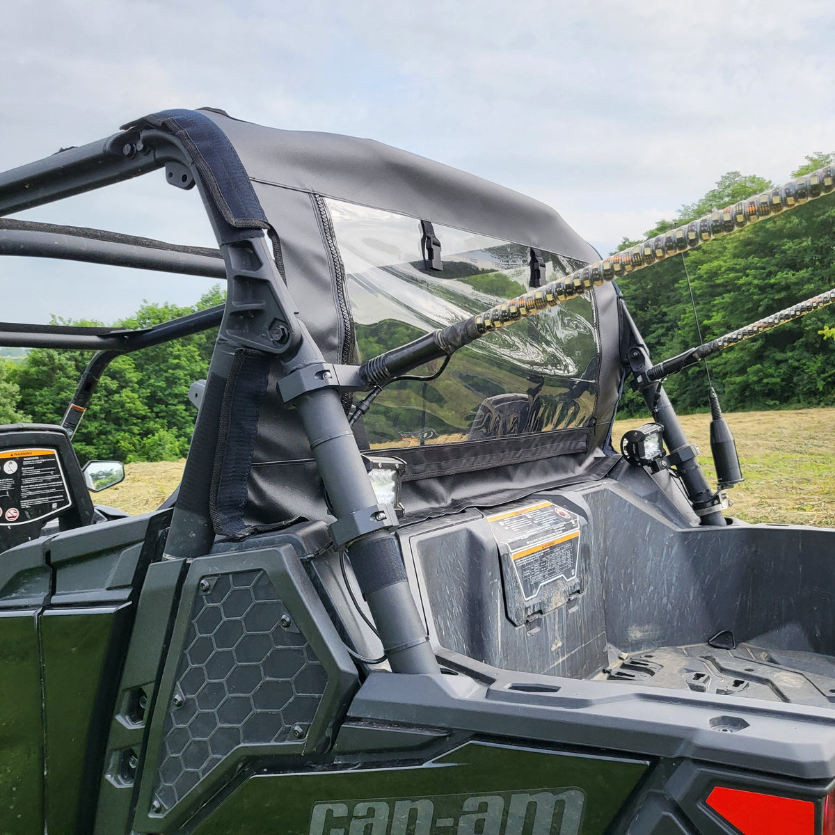 Can-Am Commander (2021+) Canvas Rear Windshield by 3 Star UTV, rear view