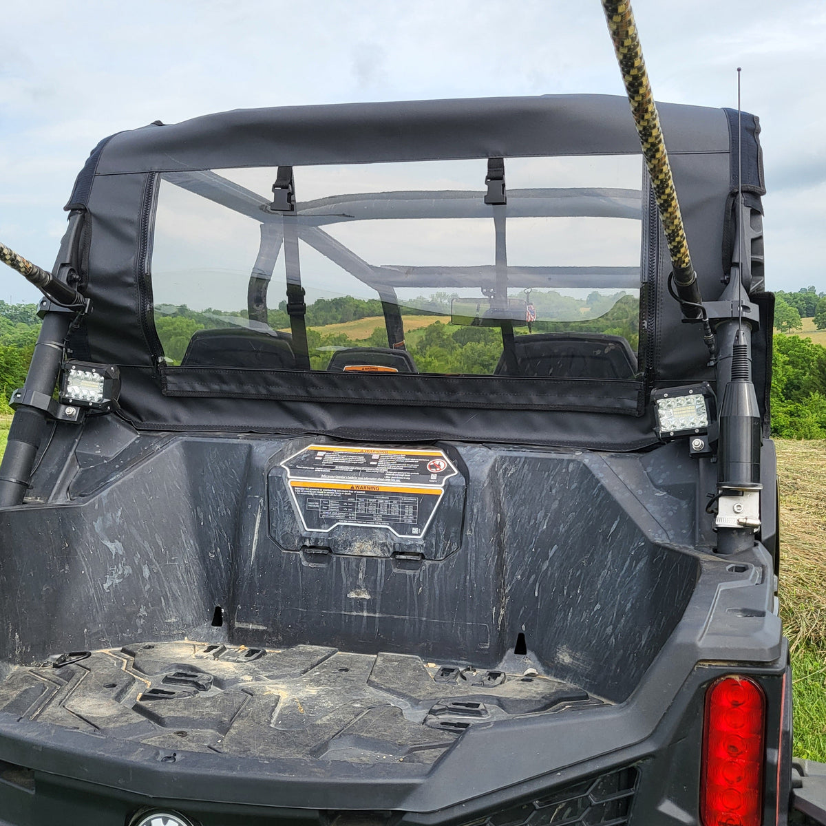 Can-Am Maverick Sport Canvas Rear Windshield by 3 Star UTV, rear view