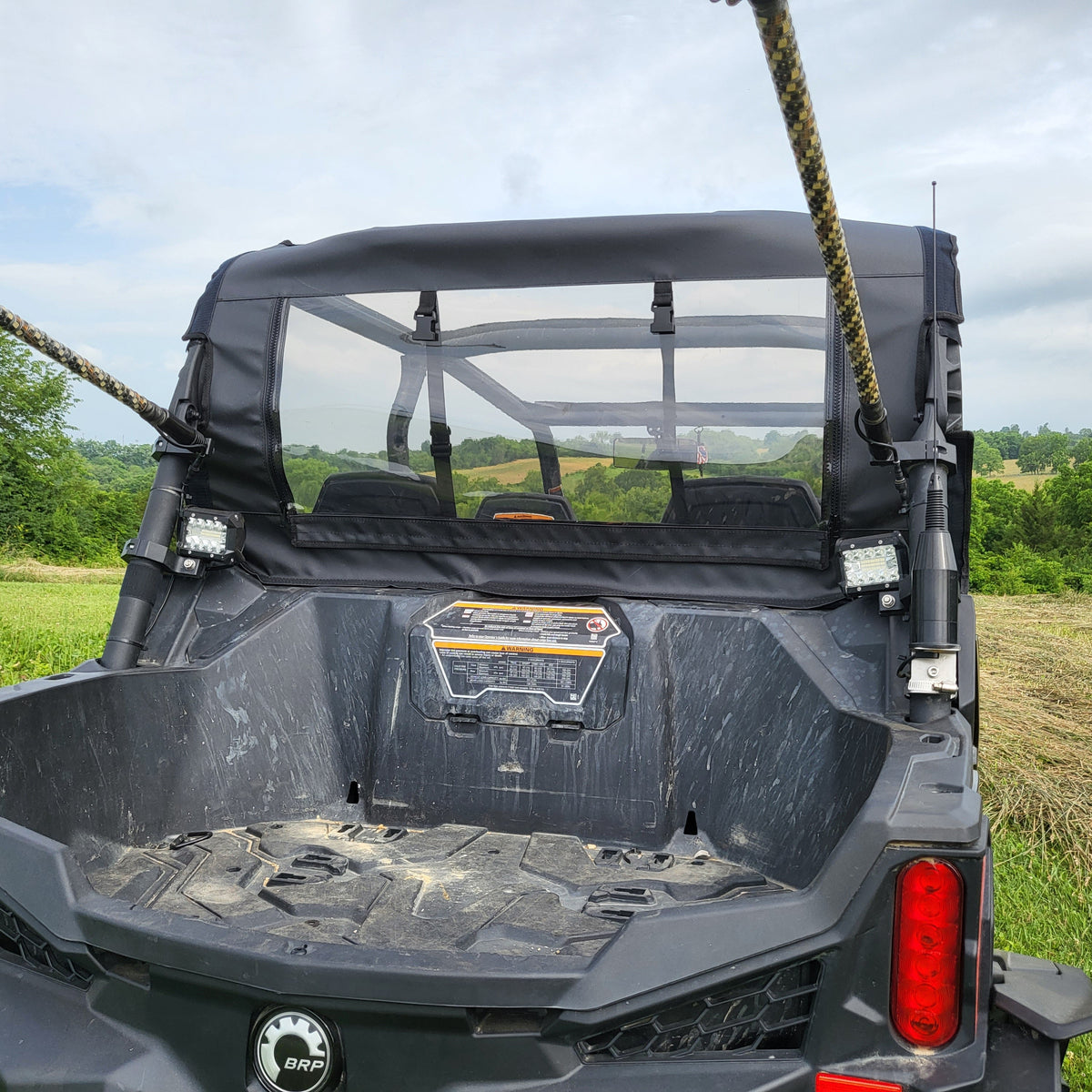 Can-Am Commander (2021+) Canvas Rear Windshield by 3 Star UTV, rear view 2