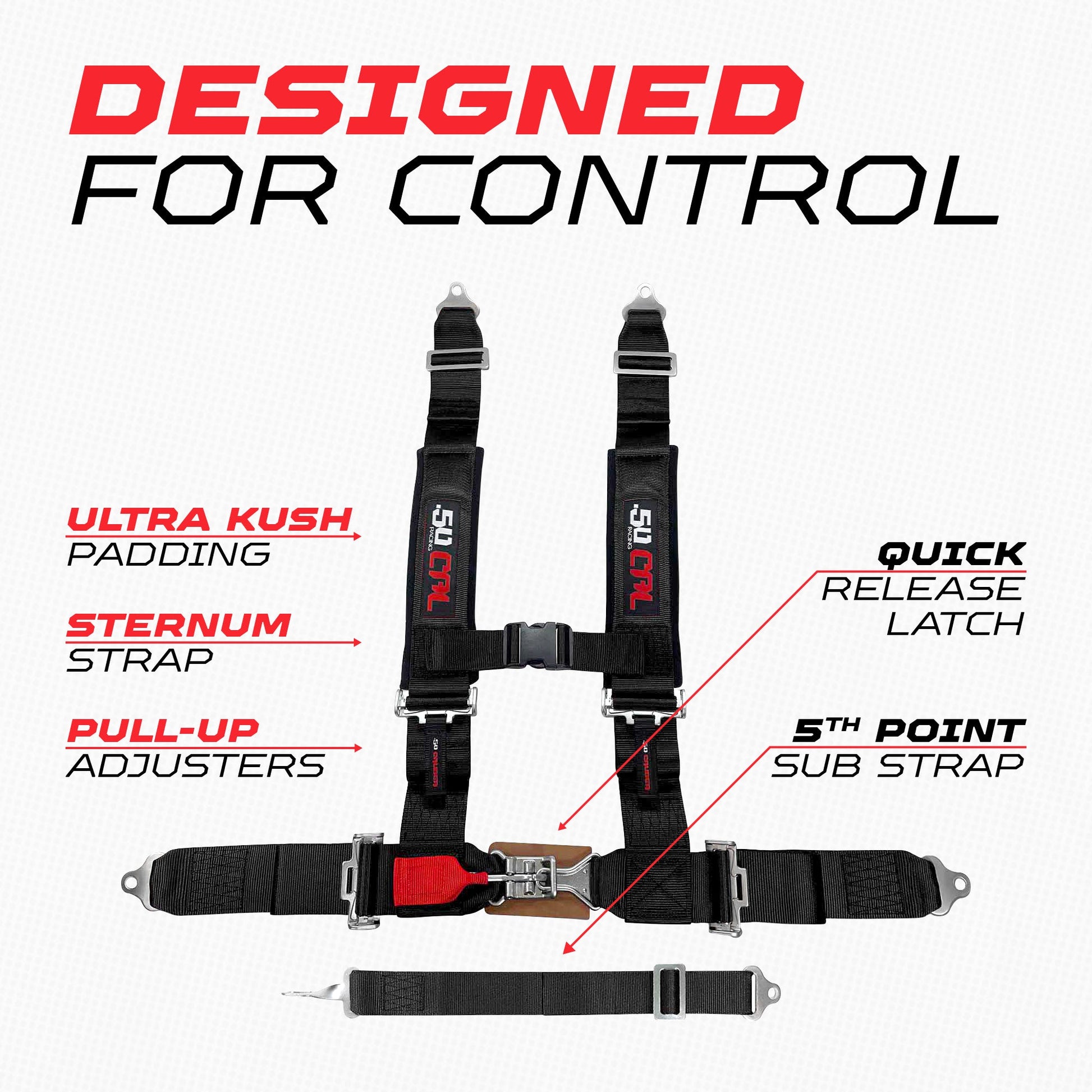 2" 5-Point Pro Series Latch Safety Harness | 50 Caliber Racing