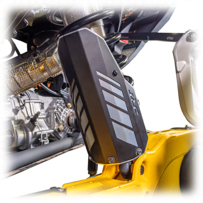 DRT Motorsports rear shock guards for 2024+ Maverick R & X3, direct-replacement for OEM part 706202215