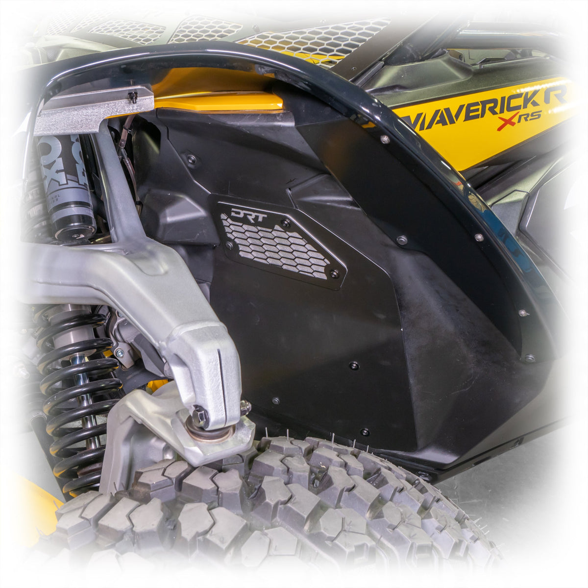 Can-Am Maverick R Front Aluminum Rock Guard Kit by DRT Motorsports, front view