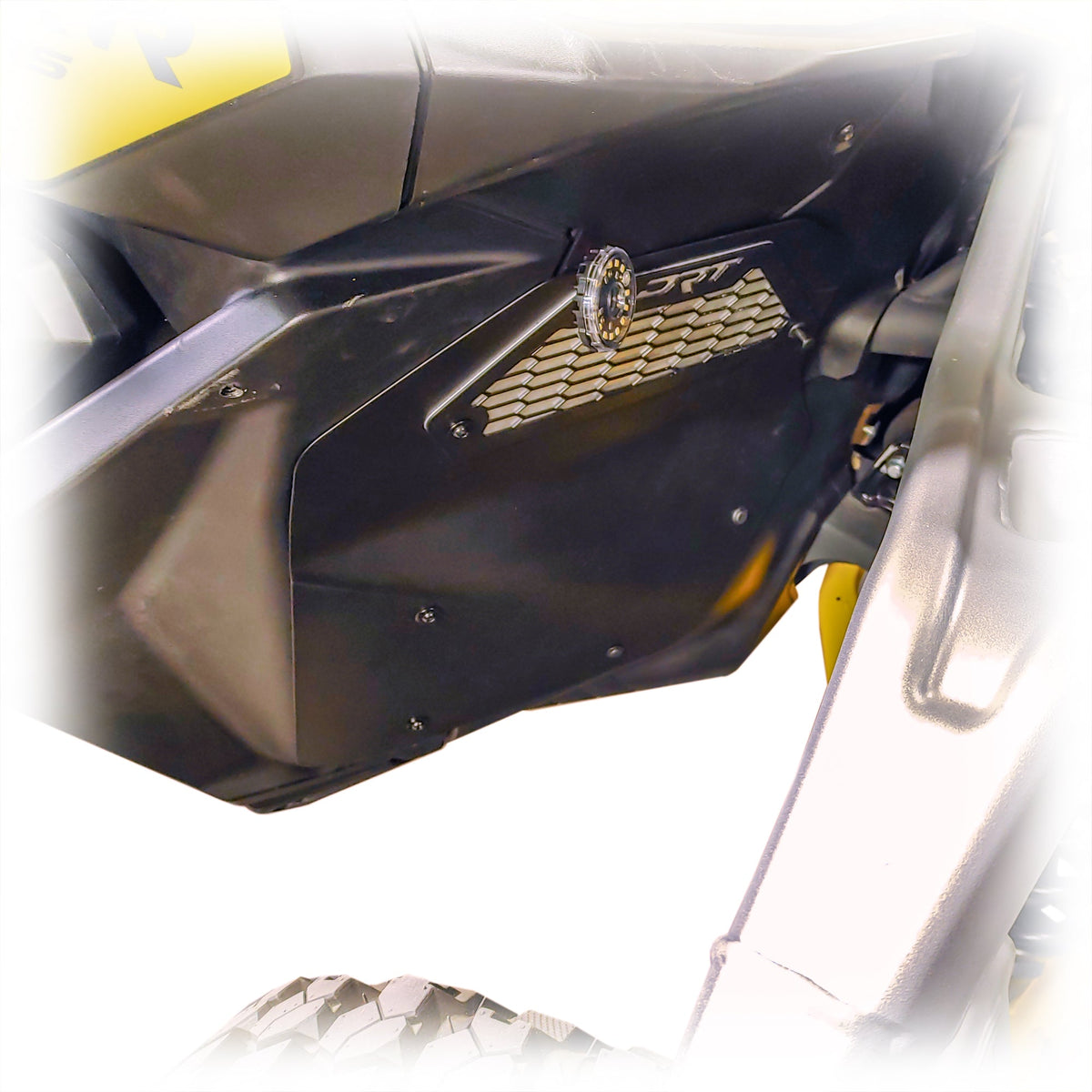 Can-Am Maverick R Front Aluminum Rock Guard Kit by DRT Motorsports, front view 5
