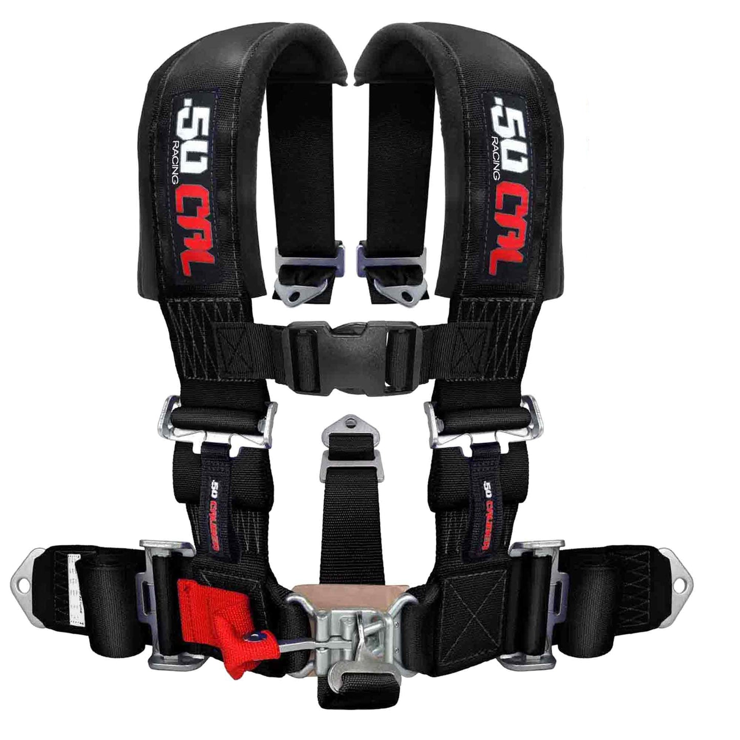 3 Inch 5-Point Pro Series Latch Safety Harness UTV - Front View | 50 Caliber Racing