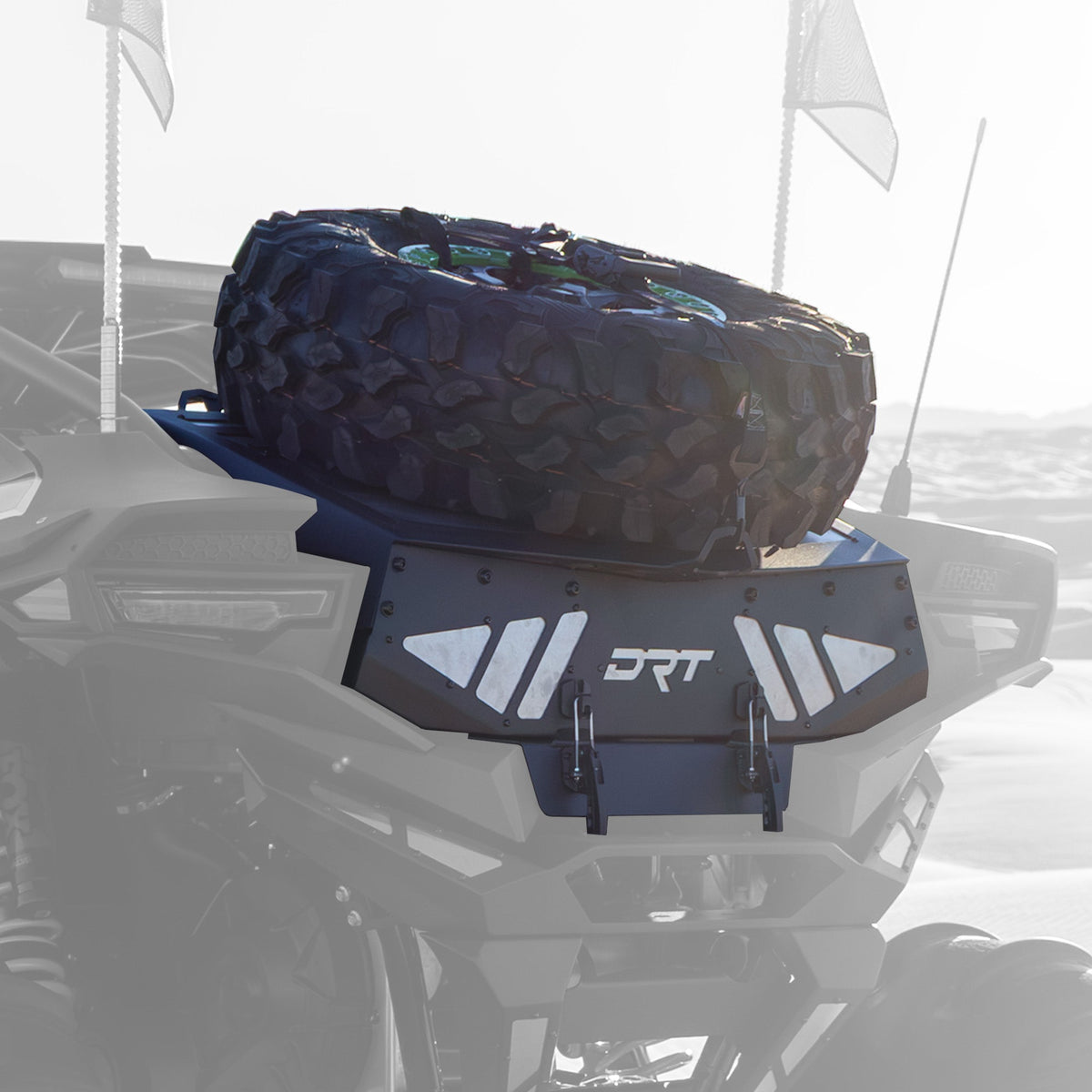 Kawasaki Teryx H2 Tire Carrier Trunk Enclosure System by DRT Motorsports, product view 1