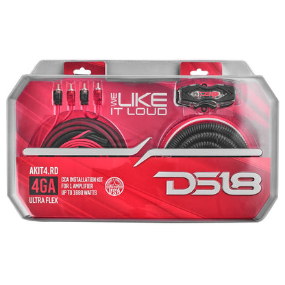 4-GA Amplifier Installation Wiring Kit - Red
