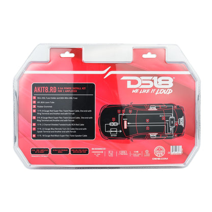 8-GA Amplifier Installation Wiring Kit - Red