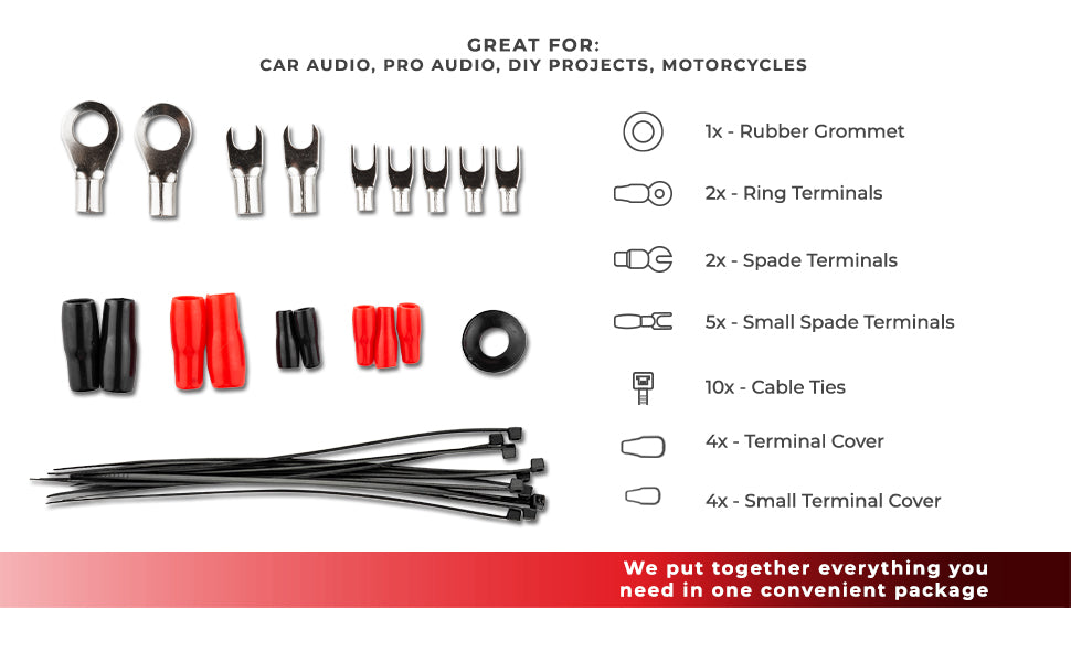 4-GA CCA Amplifier Installation Kit (Red) UTV Lighting - Studio View | DS18