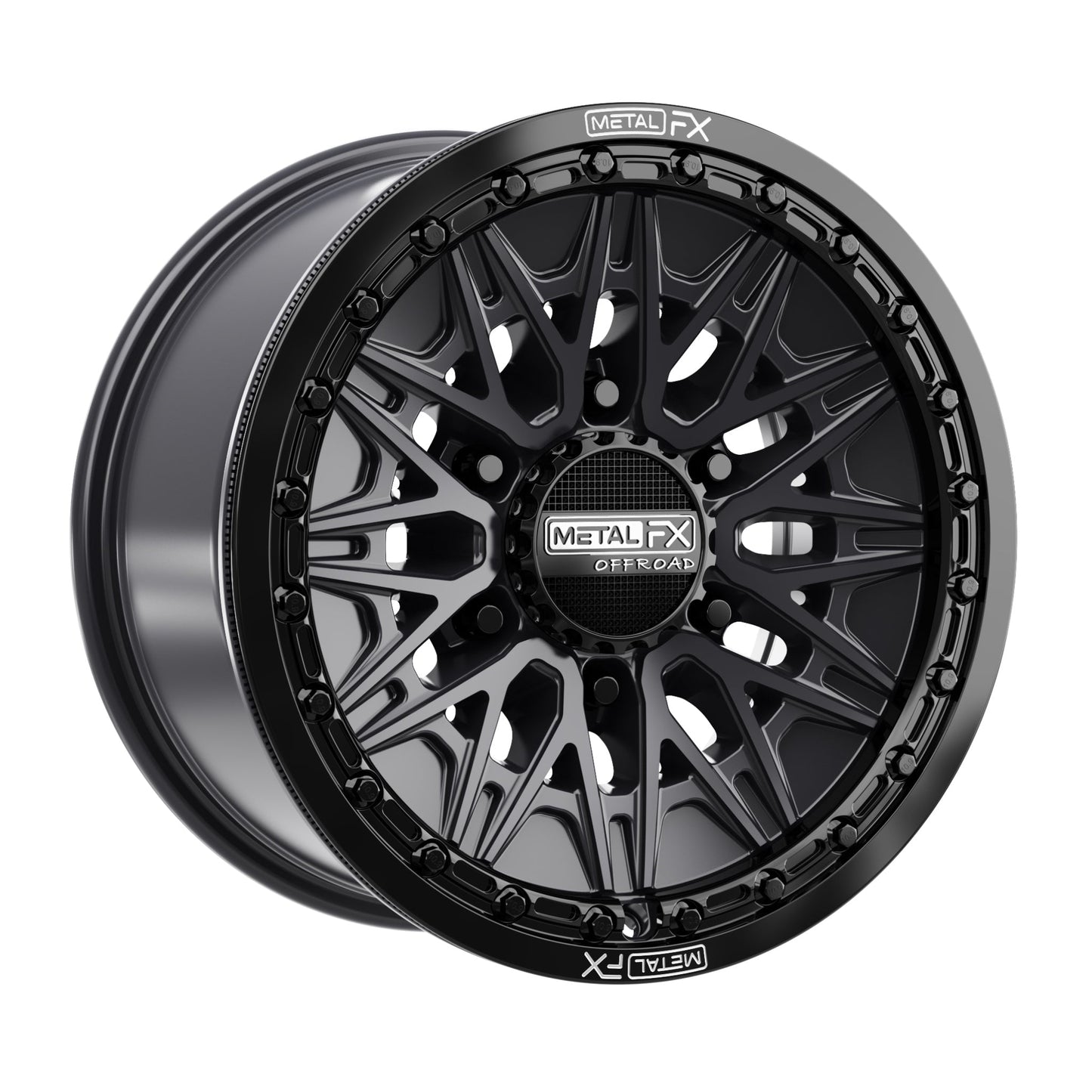 Alpha 6R UTV Beadlock Wheel (Satin Black/Gloss Black Ring) Metal FX Offroad