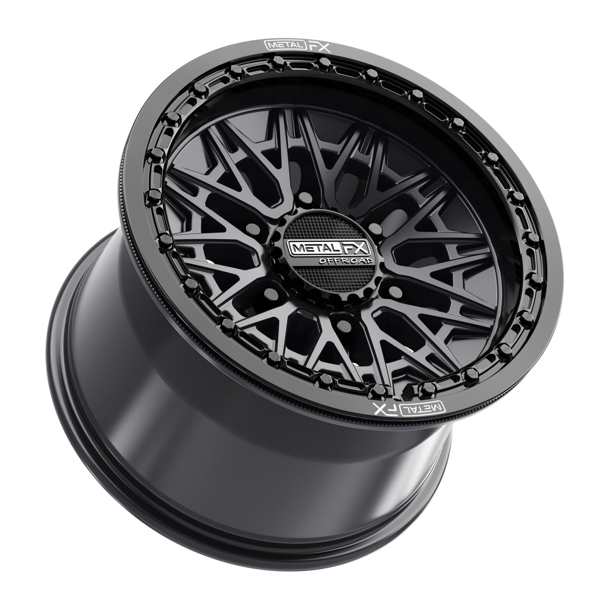 Alpha 6R UTV Beadlock Wheel (Satin Black/Gloss Black Ring) Metal FX Offroad