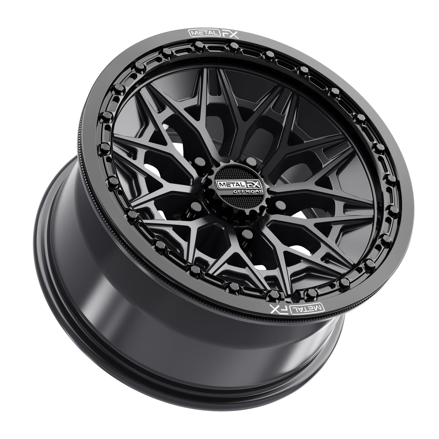 Alpha R UTV Beadlock Wheel (Satin Black/Gloss Black Ring) Metal FX Offroad